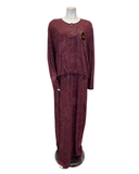 Lunderbeck N5002-23B Burgundy Logo Abstract Floral Nursing Nightgown Myselflingerie.com