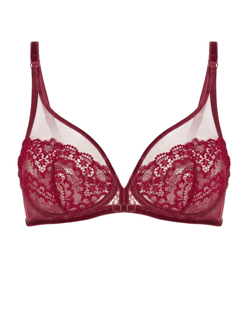 Simone Perele 1E3319 Spinel Red Scenario Plunge Underwire Bra Myselflingerie.com