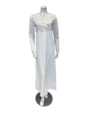 Pen-ky 11958 White Gold Veins Cotton Button Down Nightgown Myselflingerie.com