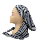 TSFVP-RB-LG Light Grey Rainbow Lines Print Pre-Tied Bandanna with Velvet Grip