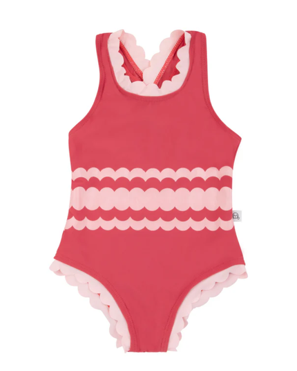 Miss Mini Pink/Coral Scalloped Swimsuit Myselflingerie.com