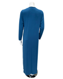 Velvet AL854BL Solid Blue with White Piping Button Down Modal Nightgown Myselflingerie.com