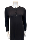 Rojo London Pointelle Black Bamboo Button Down Nightgown & Cardigan Set Myselflingerie.com