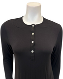 Rojo London Pointelle Black Bamboo Button Down Nightgown & Cardigan Set Myselflingerie.com