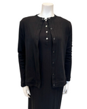 Rojo London Pointelle Black Bamboo Button Down Nightgown & Cardigan Set Myselflingerie.com