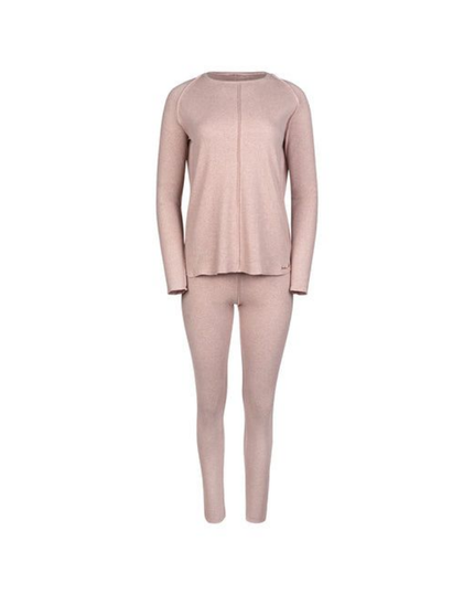 Mon Loungewear  Rose Heathered Ribbed Cotton Pajamas Set Myselflingerie.com