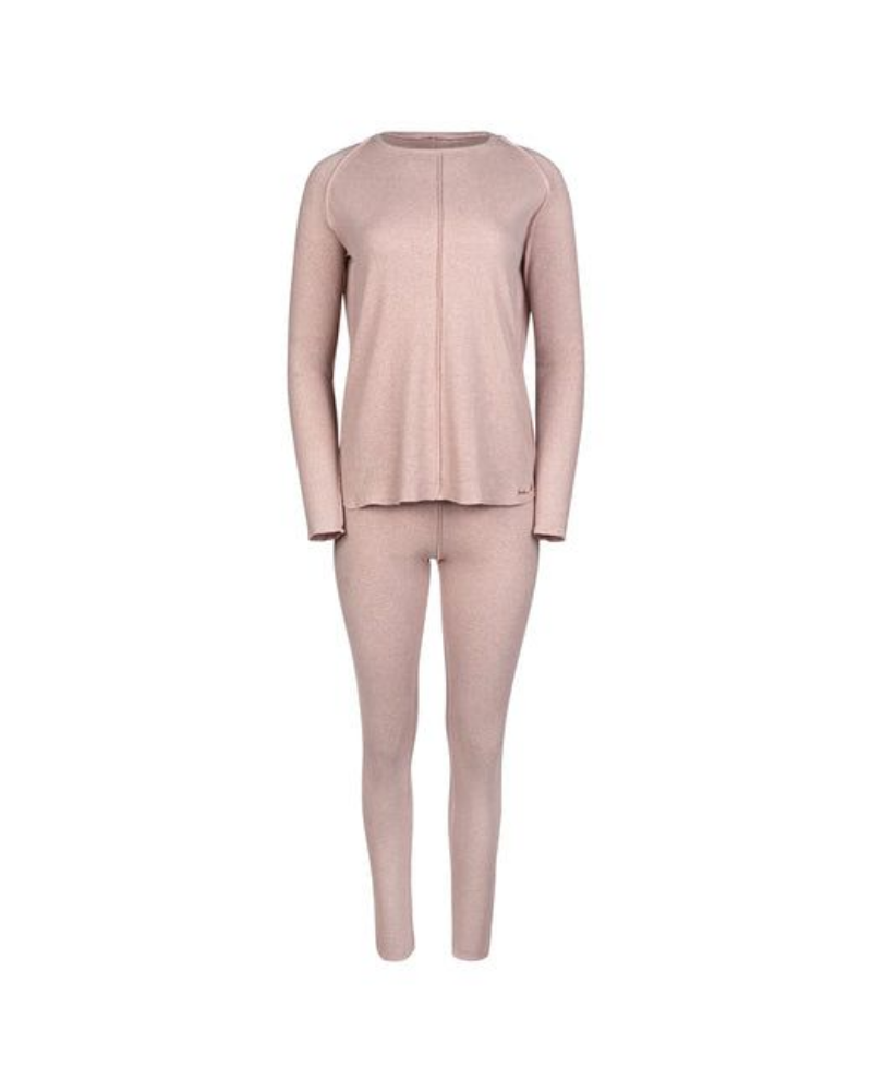 Mon Loungewear  Rose Heathered Ribbed Cotton Pajamas Set Myselflingerie.com