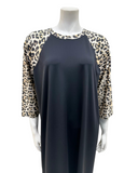 Undercover Waterwear S24-LDL Leopard Print Sleeve Black Swim Dress myselflingerie.com