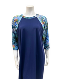 Undercover Waterwear S24-LD-BL Tropical Print Sleeve Navy Swim Dress myselflingerie.com