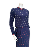 Mega Dreams 357873 Red Intertwined Print Navy Modal Nursing Nightgown Myselflingerie.com