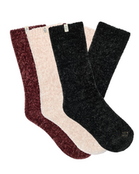 UGG Cream/Rubious/Black Leda Sparkle 3 Pack Socks Gift Set