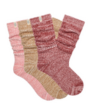 UGG Pink Cedar/Chestnut/Rubious Rib Knit Slouchy Crew Socks 3 Pack Gift Set