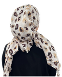 Valeri Leopard Neutral Crinkle Pre-Tied Bandanna with Full Grip Myselflingerie.com