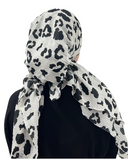 Valeri Leopard Black & White Crinkle Pre-Tied Bandanna with Full Grip Myselflingerie.com