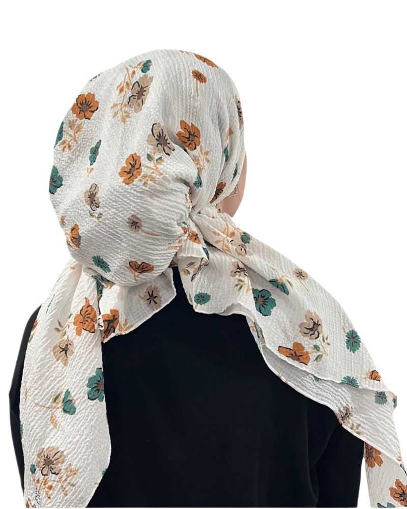 Valeri Tessa Rust & Green Crinkle Pre-Tied Bandanna with Full Grip Myselflingerie.com