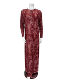 N5079-24A Burgundy Camo Design Cotton Button Down Nightgown