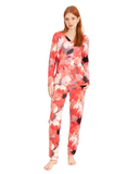 Oh! Zuza 4301 Fuchsia Mix Floral Tones Copper Velour Pajamas Set Myselflingerie.com