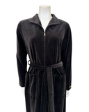 Furstenberg 51525373LI Black Velour Zippered Morning Robe Myselflingerie.com