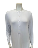 Velvet AL854WT Solid White with White Piping Button Down Modal Nightgown Myselflingerie.com