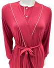 Velvet AL953BRY Solid Berry with White Piping Modal Wrap Morning Robe Myselflingerie.com