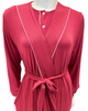 Velvet AL953BRY Solid Berry with White Piping Modal Wrap Morning Robe Myselflingerie.com