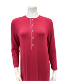 Velvet AL854BRY Solid Berry with White Piping Button Down Modal Nightgown Myselflingerie.com