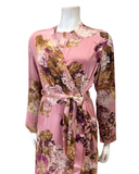 Velvet AL958 Satin Mauve Print Wrap Morning Robe Myselflingerie.com