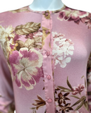 Velvet AL867 Mauve Floral Print with Satin Trim Button Down Modal Nightgown Myselflingerie.com