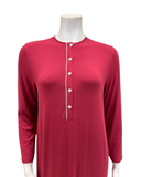 Velvet AL868SBRY Solid Berry with White Piping Button Down Modal Nightshirt Myselflingerie.com