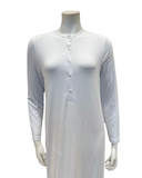 Velvet AL868SWT Solid White with White Piping Button Down Modal Nightshirt Myselflingerie.com