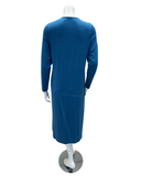 Velvet AL868SBL Solid Blue with White Piping Button Down Modal Nightshirt Myselflingerie.com