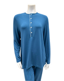 Velvet ALP855BL Solid Blue with White Piping Modal Pajamas Set Myselflingerie.com