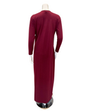 Chicolli N5096-25A Burgundy Boho Cotton Button Down Nightgown Myselflingerie.com