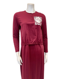 Chicolli N5096-25B Burgundy Boho Cotton Nursing Nightgown Myselflingerie.com