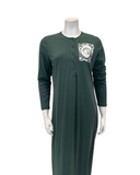 Chicolli N5096-25A Atlantic Green Boho Cotton Button Down Nightgown Myselflingerie.com