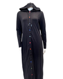 Sparrow C-7090 Colored Snaps Black Jersey Hooded Lounger Morning Robe Myselflingerie.com