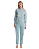 Calida 41454 Sterling Blue Midnight Love 100% Cotton Pajamas Set Myselflingerie.com