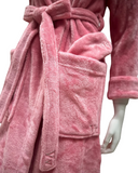 VelvetVibe AL300PK Pink Furry Morning Robe & Eye Mask Myselflingerie.com