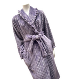 VelvetVibe AL302LV Lavender Textured Furry Morning Robe & Eye Mask Myselflingerie.com