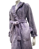 VelvetVibe AL302LV Lavender Textured Furry Morning Robe & Eye Mask Myselflingerie.com