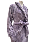 VelvetVibe AL302LV Lavender Textured Furry Morning Robe & Eye Mask Myselflingerie.com