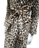 VelvetVibe AL301BR Brown Leopard Furry Morning Robe & Eye Mask Myselflingerie.com