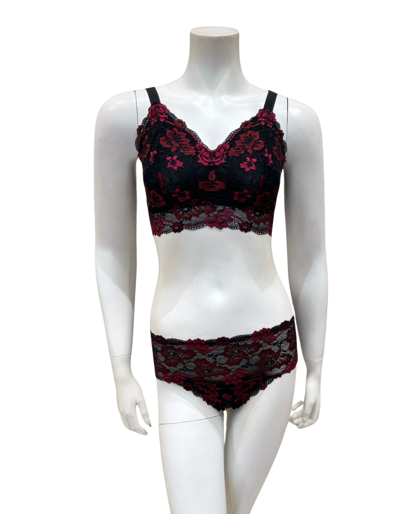 Cosabella SAVON1382+0562 Savona Black/Fragolino Curvy Longline Bralette Set Myselflingerie.com