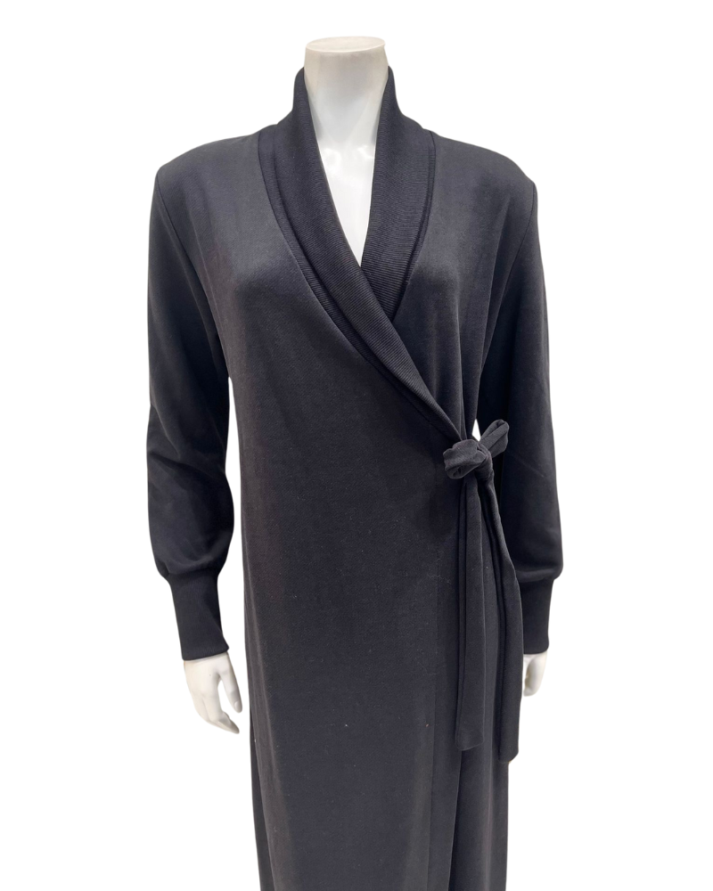 Verdiani 8216 Black Bamboo Cotton Morning Wrap Robe Myselflingerie.com
