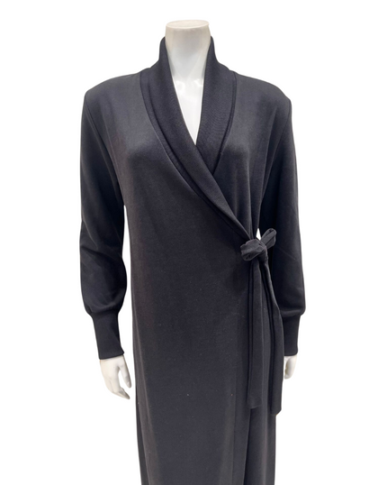 Verdiani 8216 Black Bamboo Cotton Morning Wrap Robe Myselflingerie.com