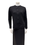 Rojo London Pointelle Black Bamboo Button Down Nightgown & Cardigan Set Myselflingerie.com