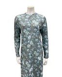 54293976LI Grey Floral Tones Print Button Down Cotton Nightgown