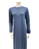 Iora Lingerie 24413C Denim Blue Satin Trim Button Down Cotton Blend Nightgown Myselflingerie.com