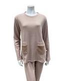 Iora Lingerie 24526 Pale Pink Sherpa Pockets Fleece Lined Pajamas Set Myselflingerie.com