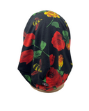 C. Bird CB88 Black &amp; Red Rose Print Cotton Beanie Snood Myselflingerie.com